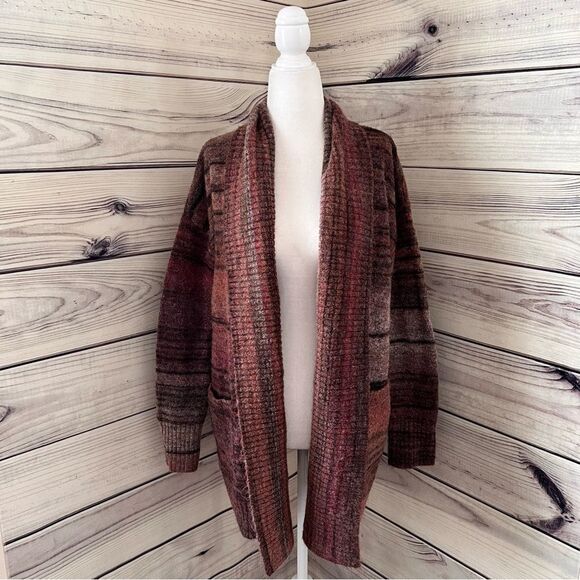 Max Studio Long Oversized Wool Blend Striped Cardigan - Picture 1 of 8
